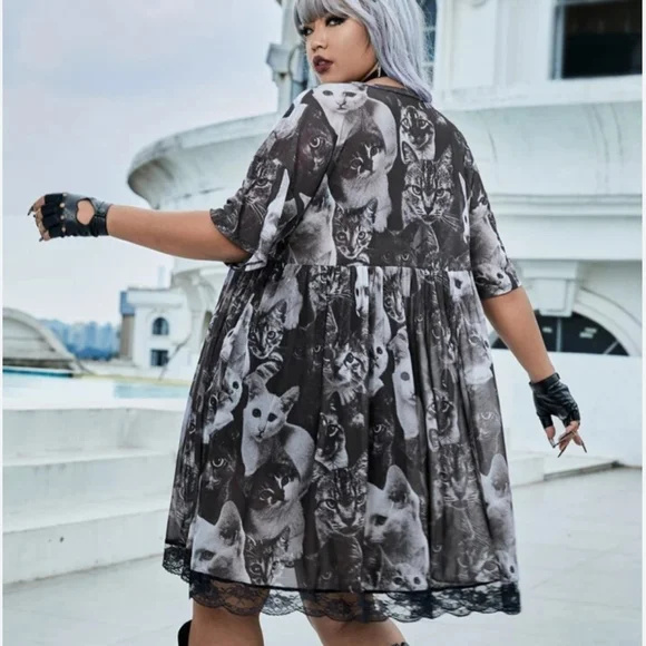 SHEIN* Cat Print Dress - Picture 2 of 4